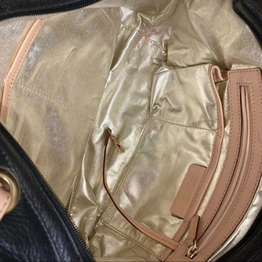 Michael Kors black leather tote bag